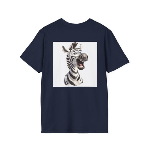 Surprised Zebra Tee: Quirky Cartoon
