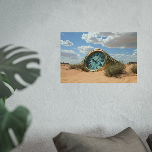 Surreal Desert Melting Clock Poster