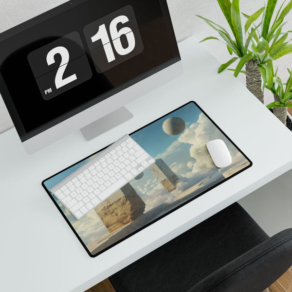 Surreal Dreamscape with Levitating Objects ā XL Gaming Desk Mat ā Gaming & Workspace Desk Setup View