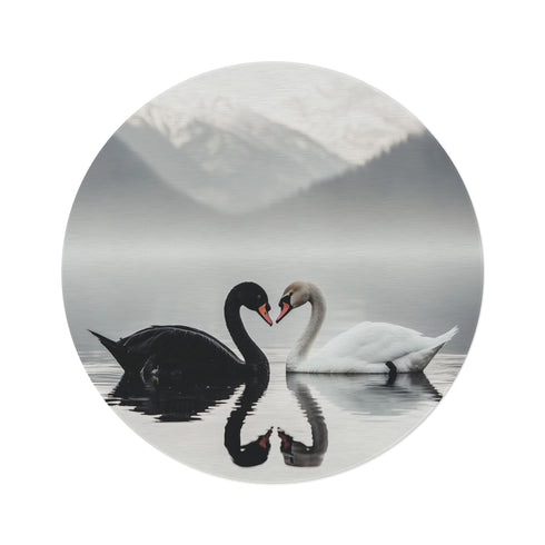 "Swan Heart Round Rug: Elegant, Unique, and Stunning"