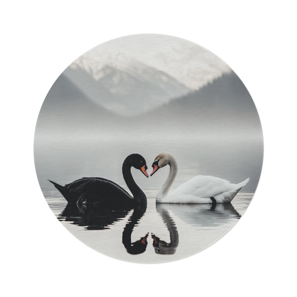 "Swan Heart Round Rug: Elegant, Unique, and Stunning"