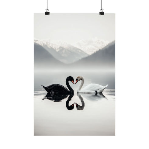 "Swan Love: Heart of Contrast"