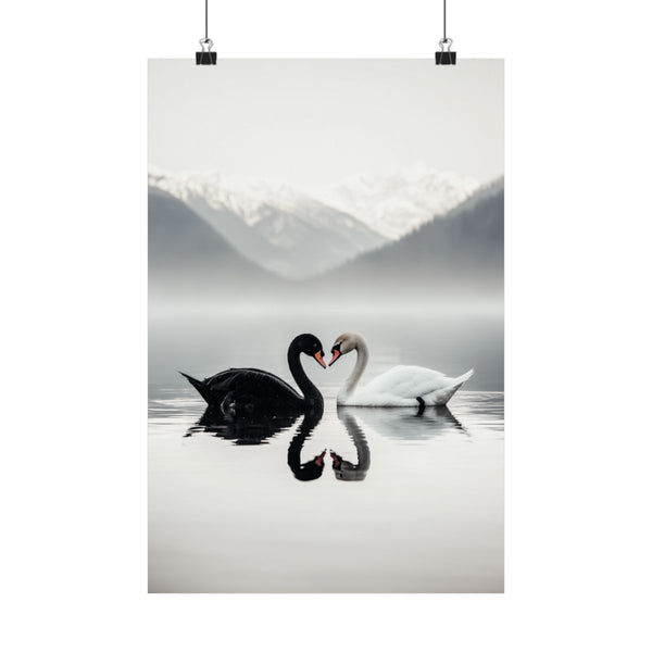 "Swan Love: Heart of Contrast"