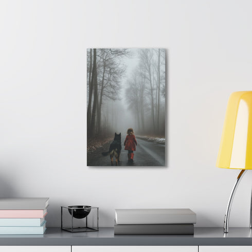 Cute Toddler in Red Winter Dress Canvas Print.