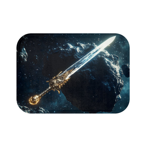 "Sword-Inspired Epic Asteroid Bath Mat"