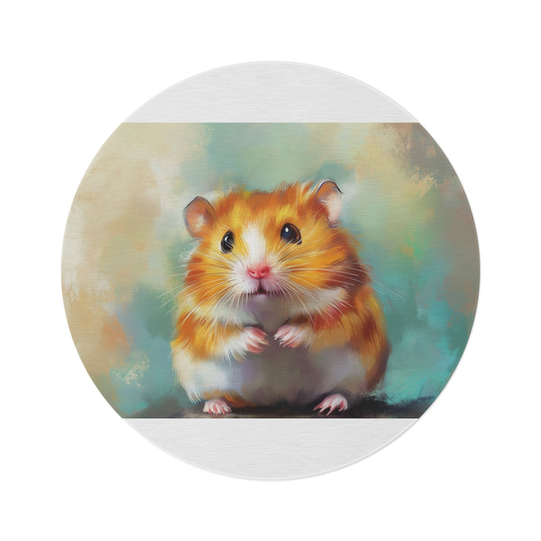 "Syrian Hamster Round Rug: Adorable and Unique"