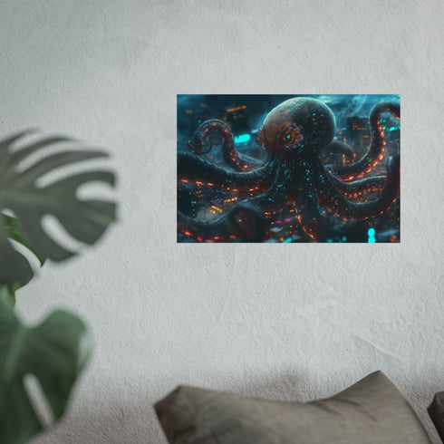 Techno Octopus Tangled Data Lines