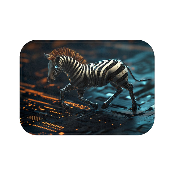 "Techno-Zebra Bath Mat Circuit Theme"
