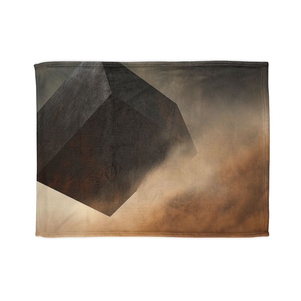 Tesseract Floating in Desert Storm Plush Fleece Throw Blanket