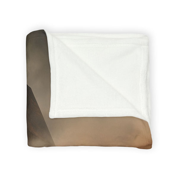 Tesseract Floating in Desert Storm Plush Fleece Throw Blanket