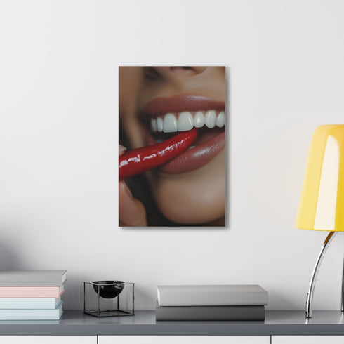 Mesmerizing close-up canvas art of a stunning beauty's eyes.