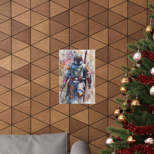 Matte bounty hunter poster, 12" x 18", action-packed adventure theme.