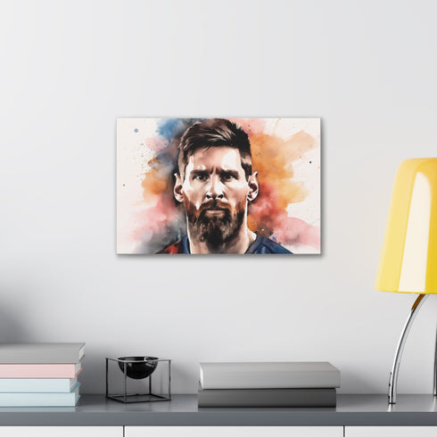 Lionel Messi canvas print The King of the Pitch 18"x12" 1.25"