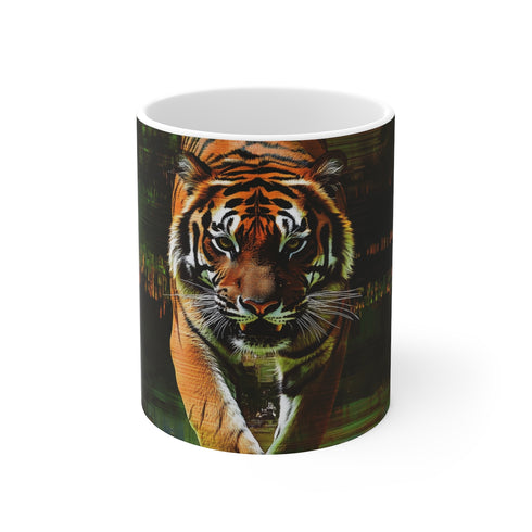 Tiger Glitch Digital Art Coffee Mug