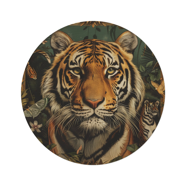 "Tiger Stripes: Wildlife Round Rug"