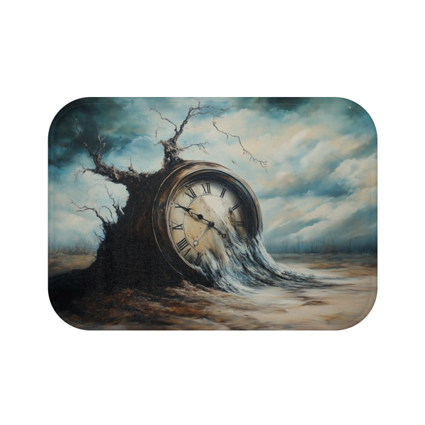 "Time's Up: Melting Clock Bath Mat"