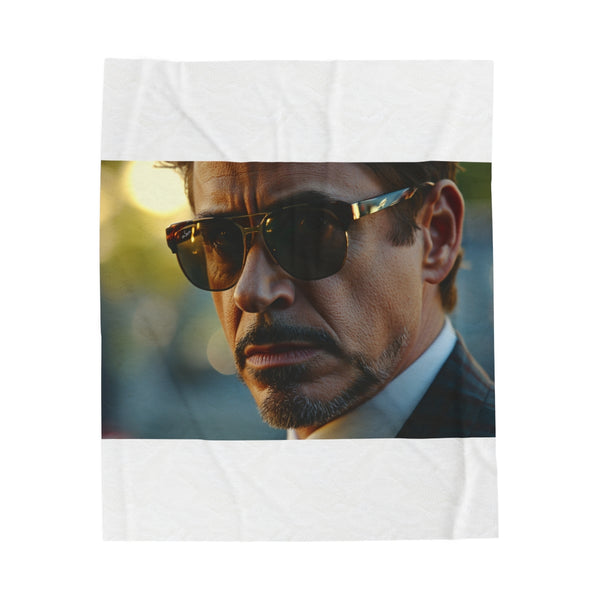"Tony Stark Sunglasses Plush Blanket"