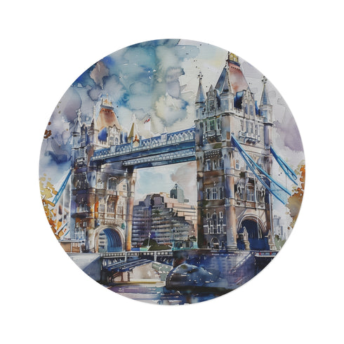 Tower Bridge Watercolor Round Rug