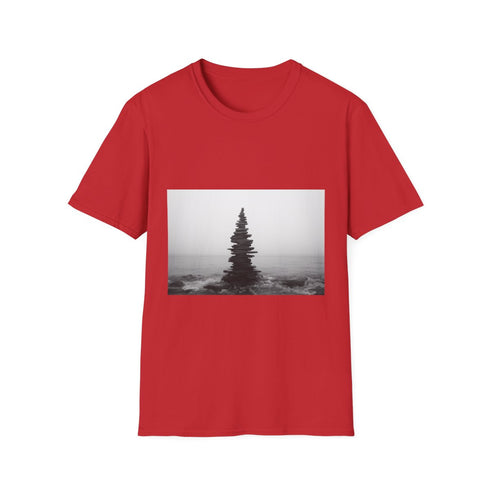 Tower of Sound Rising from Silence Graphic Unisex Softstyle T-Shirt - Red Variant