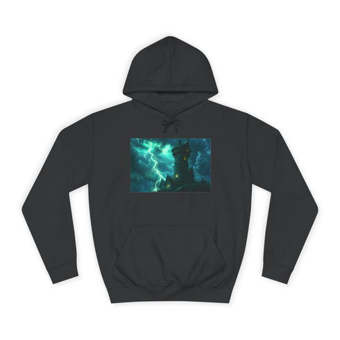 Tower Wrapped in Lightning Serpents — Heavyweight Graphic Hoodie — Front Heavyweight Fleece Hoodie View