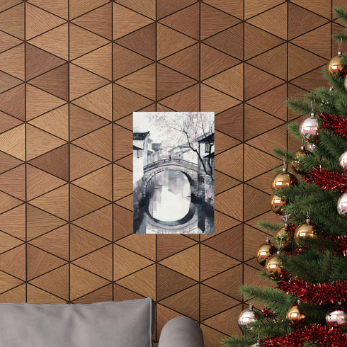 Traditional Chinese brush stroke ink painting poster for Valentine's Day.