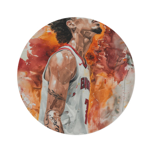 "Trae Young Round Rug: Slam Dunk Style"