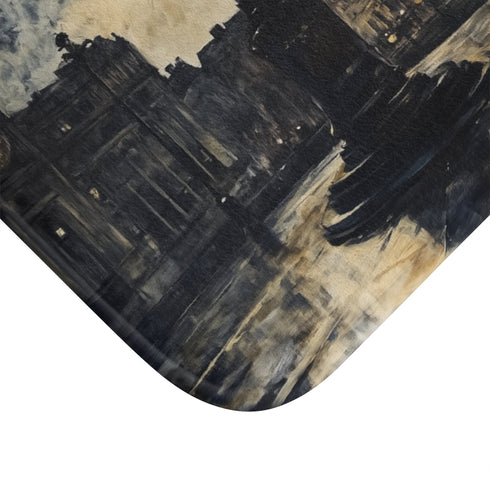 Trafalgar Squar London Painting Luxury Memory Foam Bath Mat - Microfibre Texture Close-Up