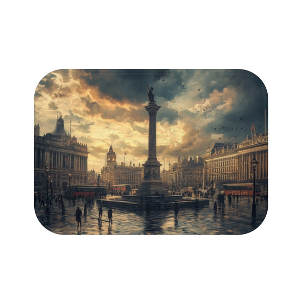 "Trafalgar Square Painting Bath Mat: British Elegance for Your Bathroom"