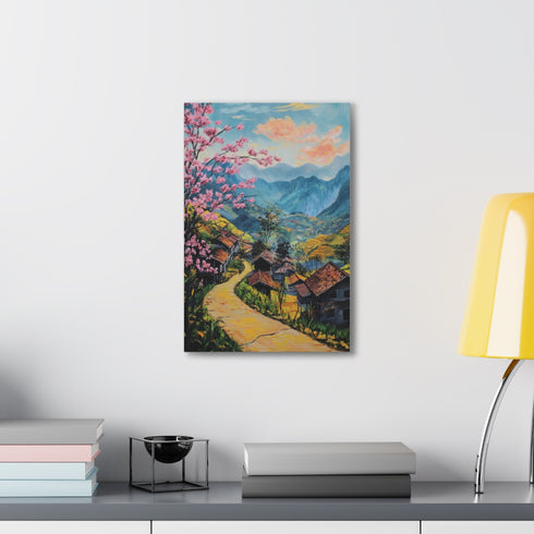 Tranquil Sapa Countryside Canvas: Lush green fields, majestic mountains, serene beauty