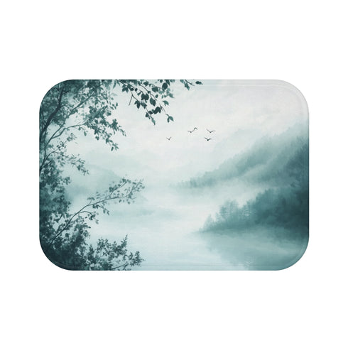 "Tranquil Nature-themed Bath Mat"