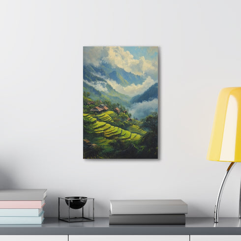 Tranquil Sapa Countryside Canvas showcasing lush green fields Vietnam hills