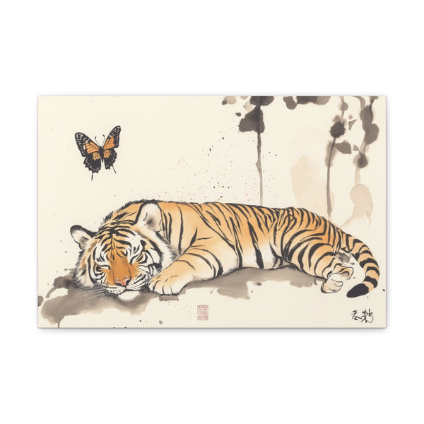 "Tranquil Tiger and Butterfly Canvas"