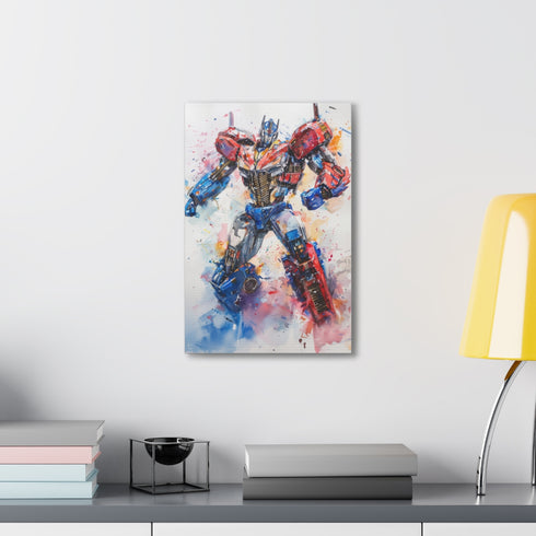 Canvas wall art of Optimus Prime, 18" x 12", 1.25" thick.
