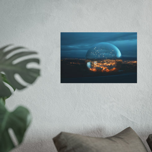 Transparent Meteor Encases City Poster