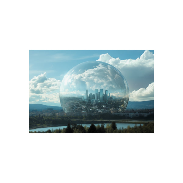 Transparent Meteor Engulfs City Poster