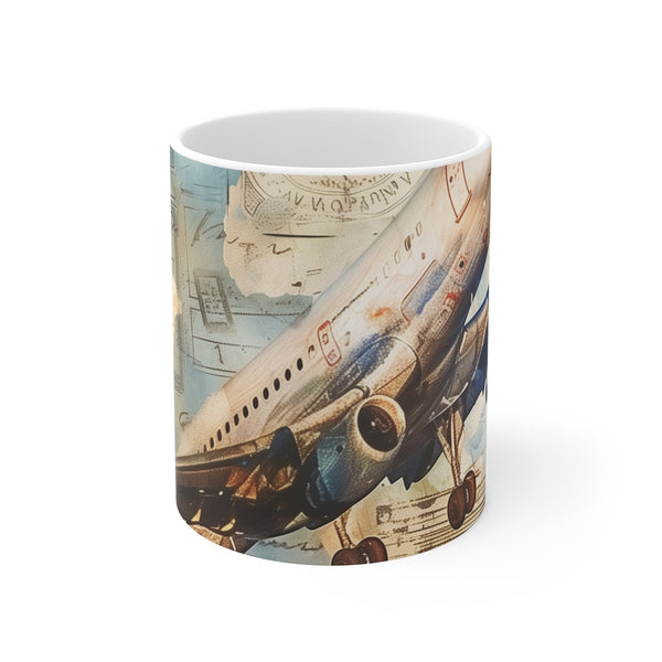 "Travel Back in Time: Vintage Airplane Coffee Mug"
