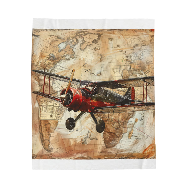 "Travel Stamps Vintage Plane Blanket"
