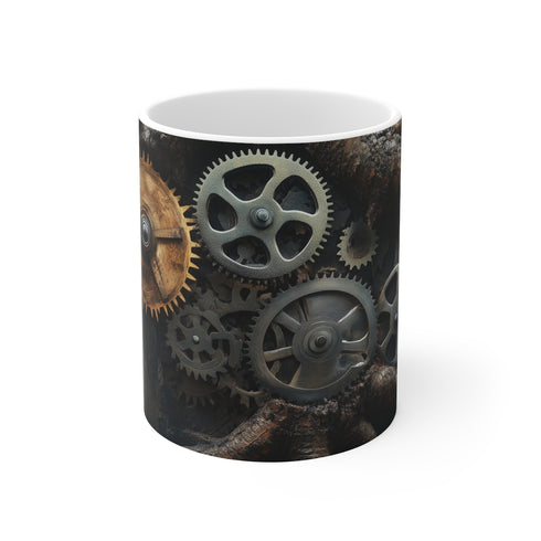 Tree Roots Gear Clock Coffee Mug