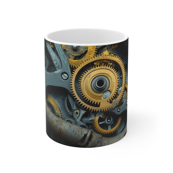 "Tree Roots Gear Clock Mug"