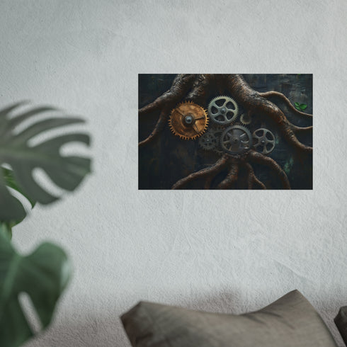 Tree Roots Intertwining Clock Gears