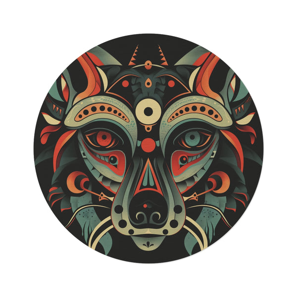 "Tribal Animal Totem Round Rug: Unleash Your Wild Side!"