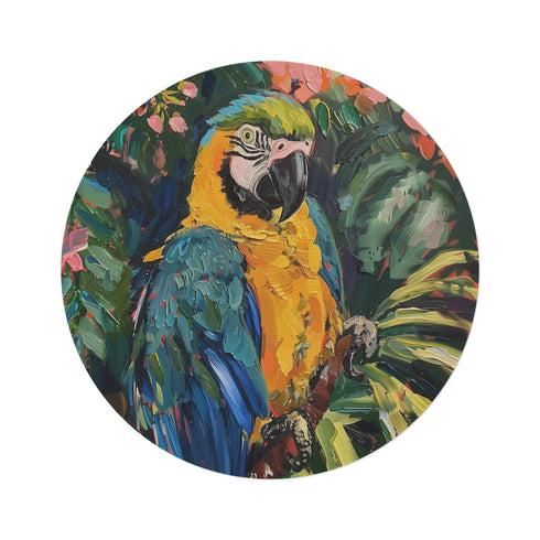 "Tropical Parrot Paradise Round Rug"