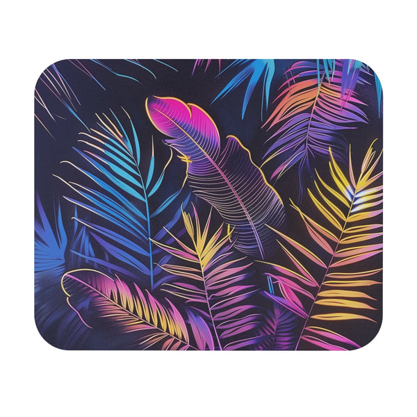 Tropical Vibes Neon Mouse Pad Enhance Your Workspace with Vibrant Leaves