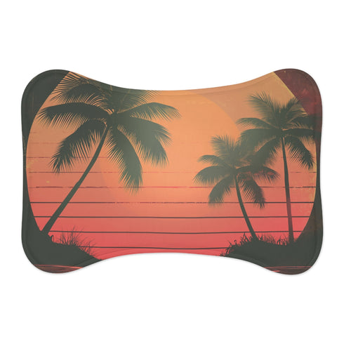 Tropical Vibes Pet Mat: Retro Sunset and Palm Trees