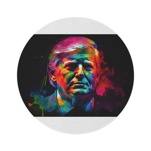 "Trump Neon Watercolor Round Rug"