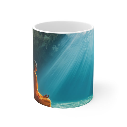 Underwater Cave Meditation Monk Mug