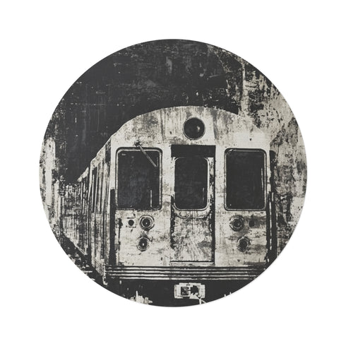 "Underwater Train Cave Round Rug"