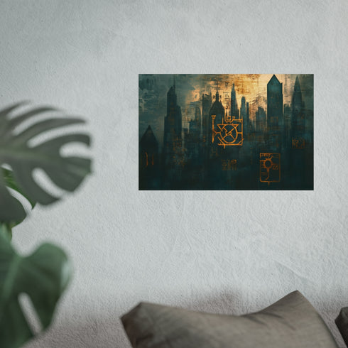 Unique Ancient Runes City Skyline