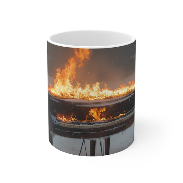 "Unique Burning Piano Snowstorm Mug"