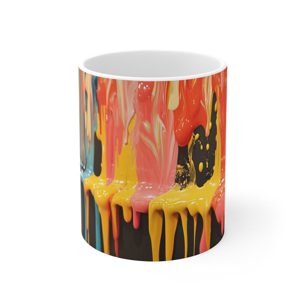 Universe-Inspired Dripping Paint Coffee Mug